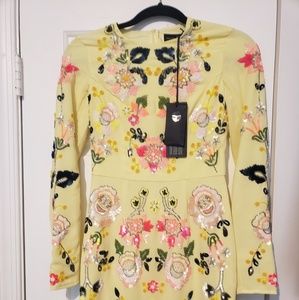 NWT:: Needle & Thread yellow embroidered dress